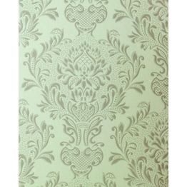 Tapetti Sandudd Isoäidin aikaan 4843-6, non-woven, ornamentti, vihreä/hopea