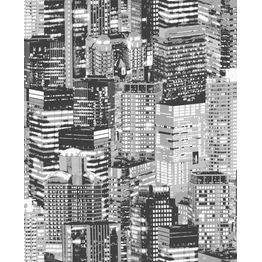 Tapetti Sandudd Luminocity Mono Glow In The Dark 108015, kaupunki, moderni, mustavalkoinen