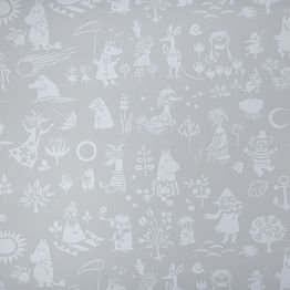 Lastenhuoneen tapetti Sandudd Moomin 5164-3, 0,53x11,2m, harmaa/valkoinen, non-woven