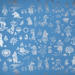 Lastenhuoneen tapetti Sandudd Moomin 5164-4, 0,53x11,2m, sininen/hopea, non-woven