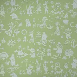 Lastenhuoneen tapetti Sandudd Moomin 5164-6, 0,53x11,2m, vihreä, non-woven