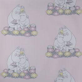 Lastenhuoneen tapetti Sandudd Muumi 4909-3, 0,53x11,2m, vaaleanpunainen, non-woven