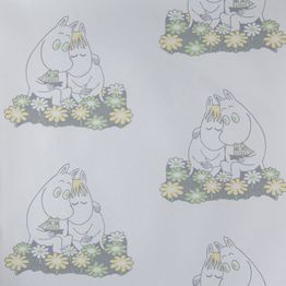 Lastenhuoneen tapetti Sandudd Muumi 4909-4, 0,53x11,2m, valkoinen, non-woven