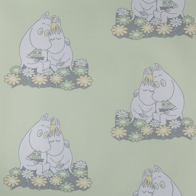 Lastenhuoneen tapetti Sandudd Muumi 4909-5, 0,53x11,2m, vihreä, non-woven