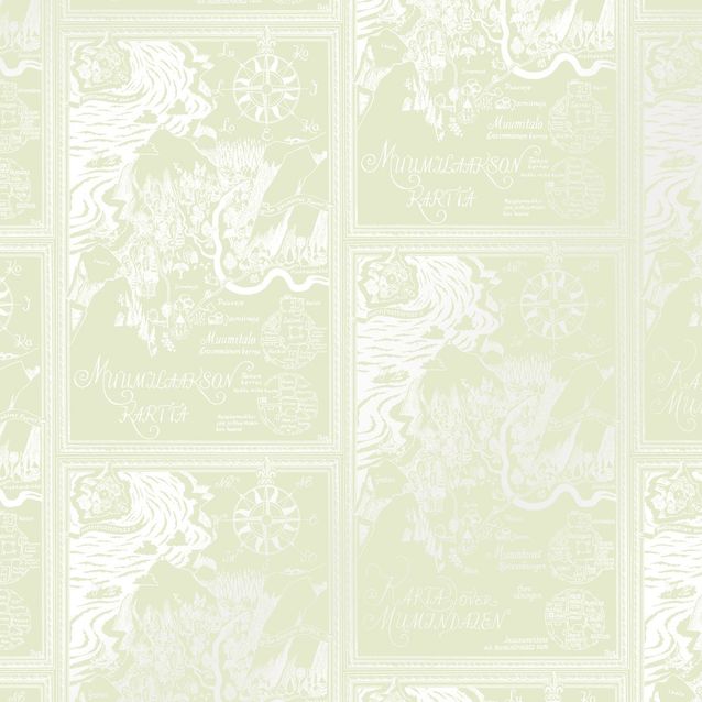 Lastenhuoneen tapetti Sandudd Muumi 5348-10, 0.53x10.05m, vihreä, non-woven