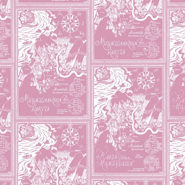 Lastenhuoneen tapetti Sandudd Muumi 5348-3, 0.53x10.05m, vaaleanpunainen, non-woven