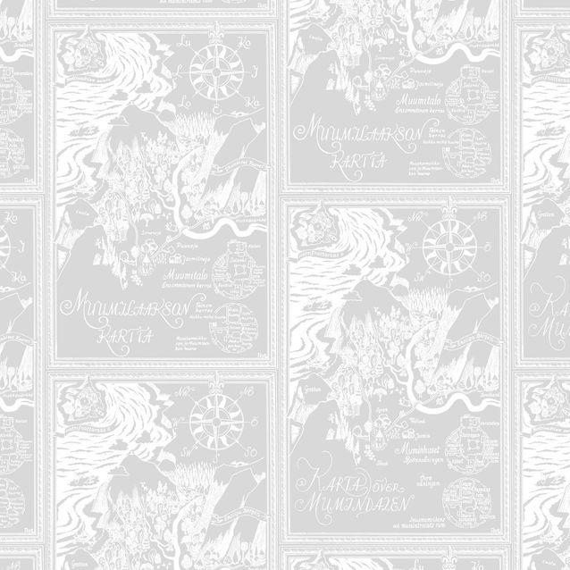Lastenhuoneen tapetti Sandudd Muumi 5348-4, 0.53x10.05m, harmaa, non-woven