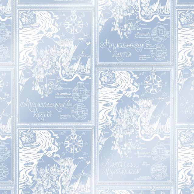 Lastenhuoneen tapetti Sandudd Muumi 5348-5, 0.53x10.05m, sininen, non-woven