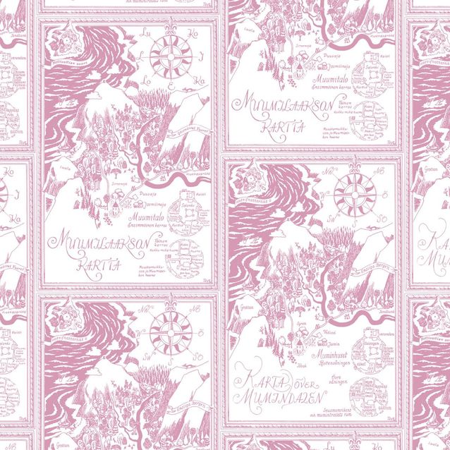 Lastenhuoneen tapetti Sandudd Muumi 5348-8, 0.53x10.05m, punainen/valkoinen, non-woven