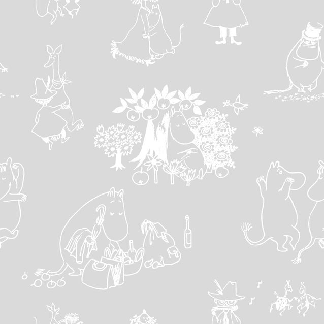 Lastenhuoneen tapetti Sandudd Muumi 5350-1, 0.53x10.05m, harmaa, non-woven