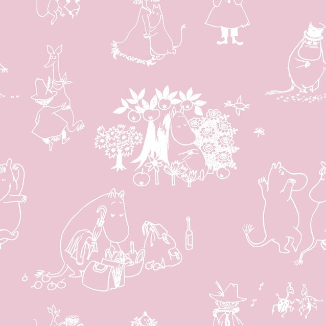Lastenhuoneen tapetti Sandudd Muumi 5350-2, 0.53x10.05m, vaaleanpunainen, non-woven