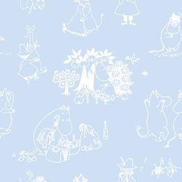 Lastenhuoneen tapetti Sandudd Muumi 5350-3, sininen, non-woven