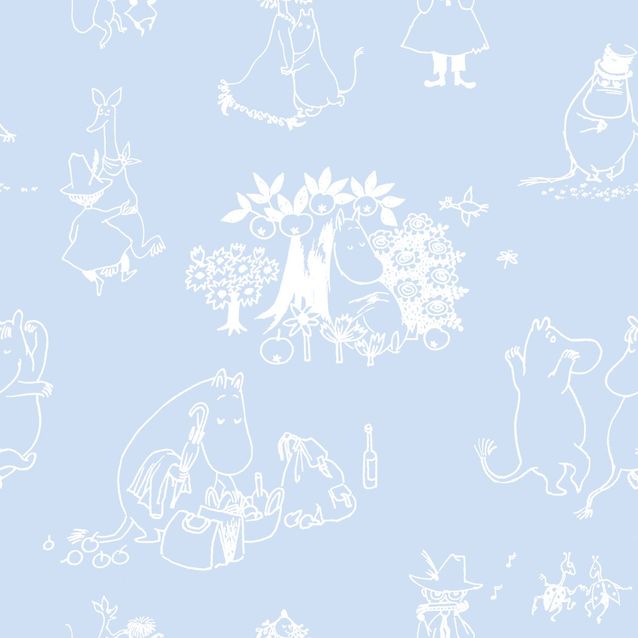 Lastenhuoneen tapetti Sandudd Muumi 5350-3, 0.53x10.05m, sininen, non-woven