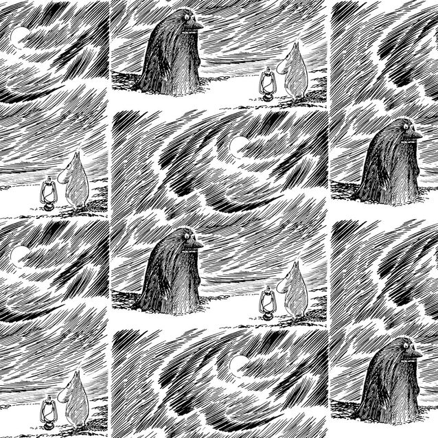 Lastenhuoneen tapetti Sandudd Muumi 5356-1, 0.53x10.05m, musta/valkoinen, non-woven