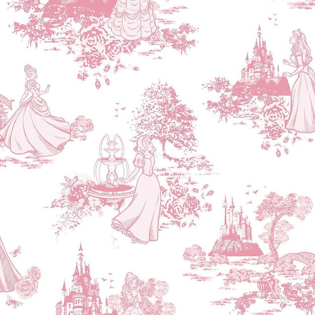 Lastenhuoneen tapetti Sandudd Princess Pink Toile 70-233, 0.53x10.5m