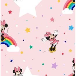 Lastenhuoneen tapetti Sandudd Rainbow Minnie 108592, Disney, vaaleanpunainen