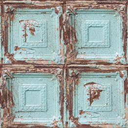 Tapetti Sandudd Vermeil 104949, non-woven, ruutu, turkoosi/ruskea