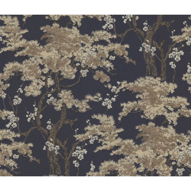 Tapetti 1838 Wallcoverings Harewood tummansininen 0,52x10,05 m