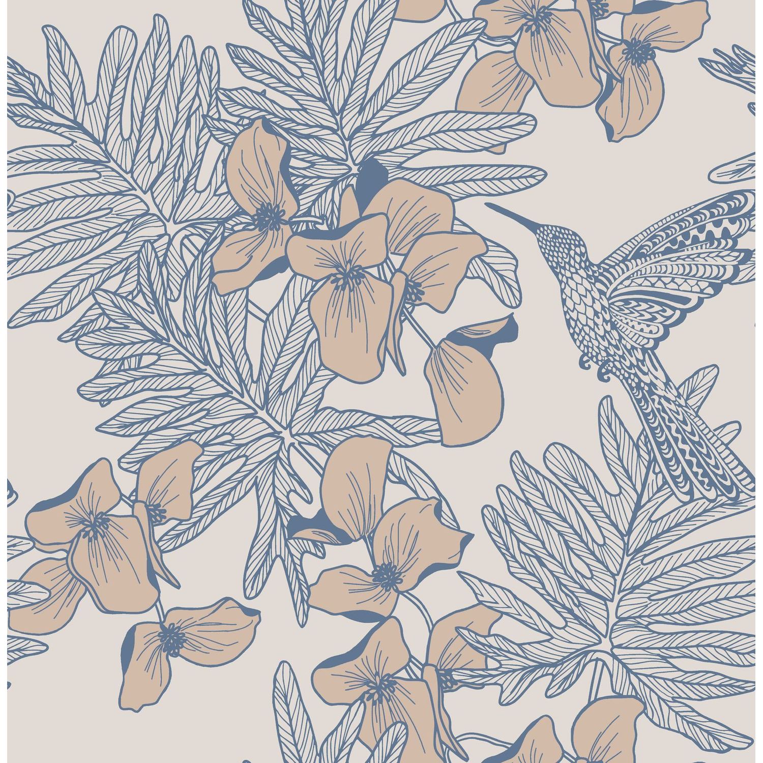 Tapetti 1838 Wallcoverings Hummingbird sinertävä 0,52x10,05 m