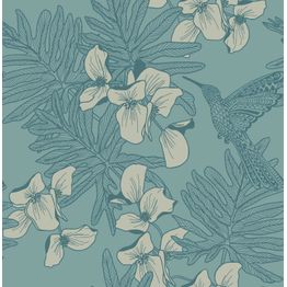 Tapetti 1838 Wallcoverings Hummingbird, turkoosi