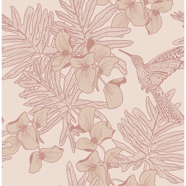 Tapetti 1838 Wallcoverings Hummingbird vaaleanpunainen 0,52x10,05 m