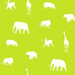 Lastenhuoneen tapetti Animals 137336, non-woven, eläin, limenvihreä