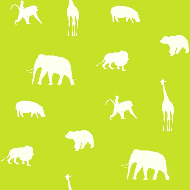 Lastenhuoneen tapetti Animals 137336 0,53x10,05 m limenvihreä non-woven