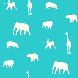 Lastenhuoneen tapetti Animals 137337, non-woven, eläin, turkoosi