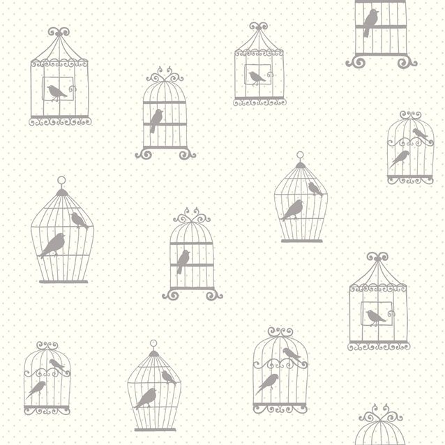 Tapetti Birdcage 137339 0,53x10,05 m hopea non-woven
