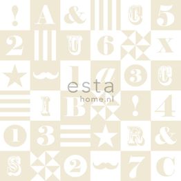 Tapetti Blocks 138727, graafinen/geometrinen, teksti, beige