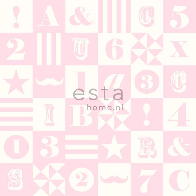 Lastenhuoneen tapetti Blocks 138728 0,53x10,05 m vaaleanpunainen