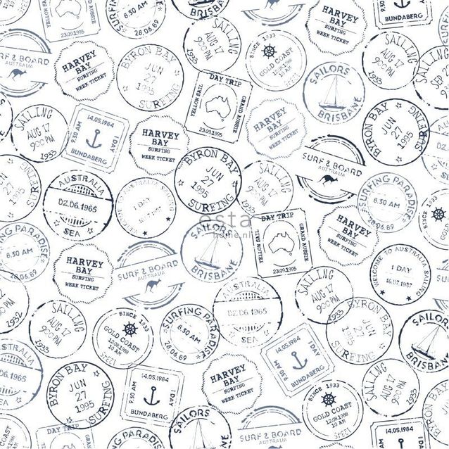 Tapetti Esta Regatta Crew Surf Edition 138980 0,53x10,05 m sininen/musta