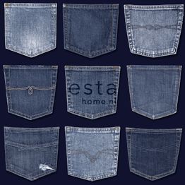 Tapetti Jeans Pocket, 137741, sininen, non-woven