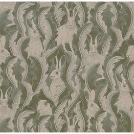 Tapetti Långelid/Von Brömssen Hares in hiding vihreä, non-woven