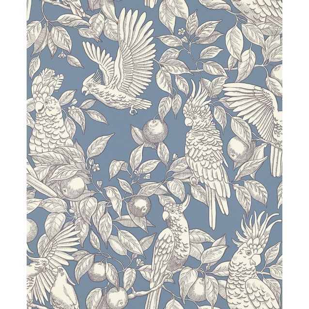 Tapetti Långelid/Von Brömssen Talk about cockatoos sininen 0,53x10,05 m non-woven
