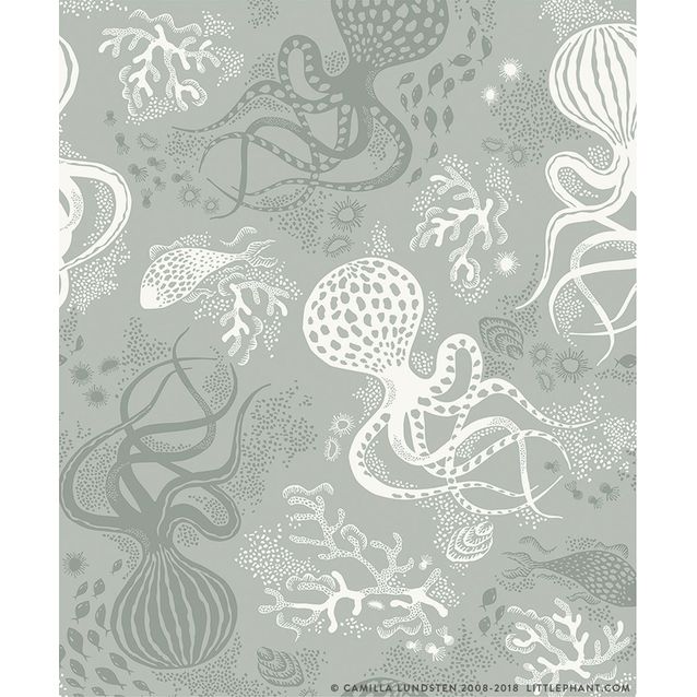 Lastenhuoneen tapetti Littlephant Aquatic vaaleanturkoosi 0.53x10.05m, non-woven