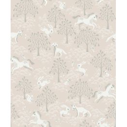 Lastenhuoneen tapetti Littlephant Fairytale fox vaaleanpunainen, metsä, non-woven.