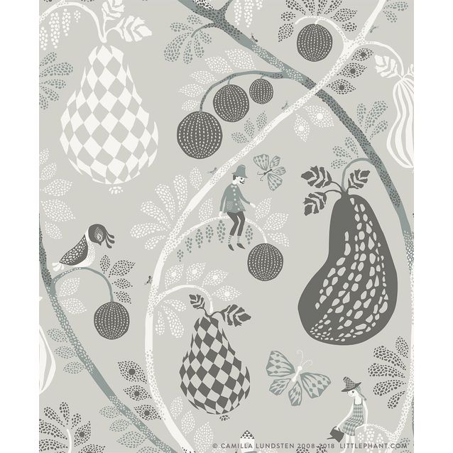 Lastenhuoneen tapetti Littlephant Fruit garden harmaa 0.53x10.05m, non-woven