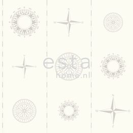 Tapetti Navy 136424, non-woven, kartta, valkoinen/hopea