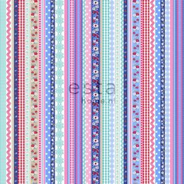Lastenhuoneen tapetti Ribbons 138140, raita, sininen/pinkki, non-woven