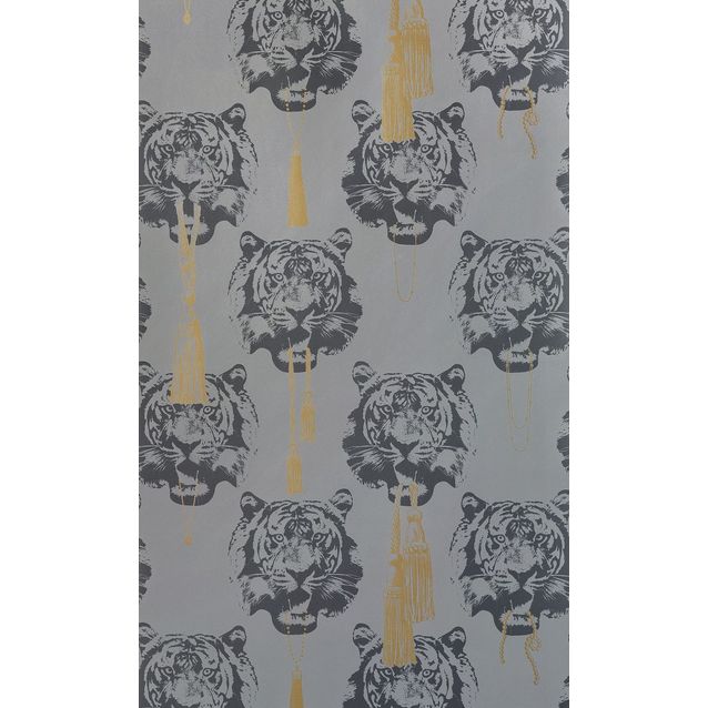 Tapetti Studio Lisa Bengtsson Coco tiger harmaa 0,53x10,05 m non-woven