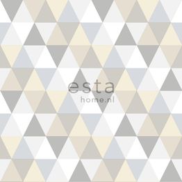 Tapetti Triangles 128707, graafinen/geometrinen, moderni, harmaa, beige, valkoinen