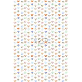 Tapetti WallpaperXXL Painted Teacups, 158110, 46,5 cm x 8,37 m, non-woven, romanttinen, monivärinen