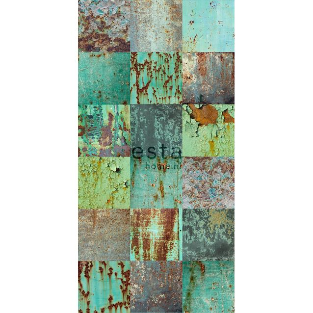Tapetti WallpaperXXL Patchwork Weathered Emerald Green 158203 46,5 cm x 8,37 m