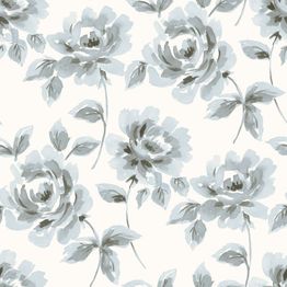 Tapetti Watercolor Painting Roses 128013, non-woven, maalaisromanttinen, siniharmaa