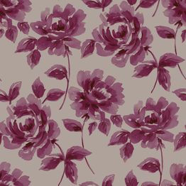 Tapetti Watercolor Painting Roses 128017, non-woven, ruusu, romanttinen, purppura/taupe