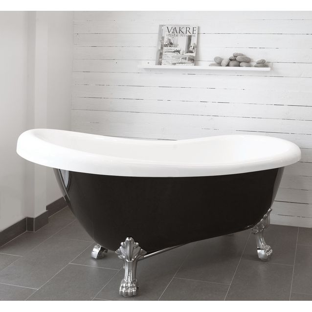 Kylpyamme Noro Old England 156, musta/valkoinen, kromi leijona tassut