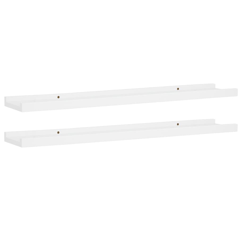 Tauluhyllyt 2 kpl valkoinen 80x9x3 cm MDF (23930)