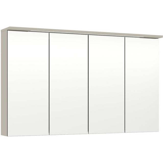 Peilikaappi LED-valolla Temal Unic, 120x20cm, neljällä ovella, kaksiosainen pistorasia