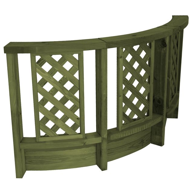 Vihreä, kaareva aita T13 terassin erkkereihin ja kaareviin kulmiin